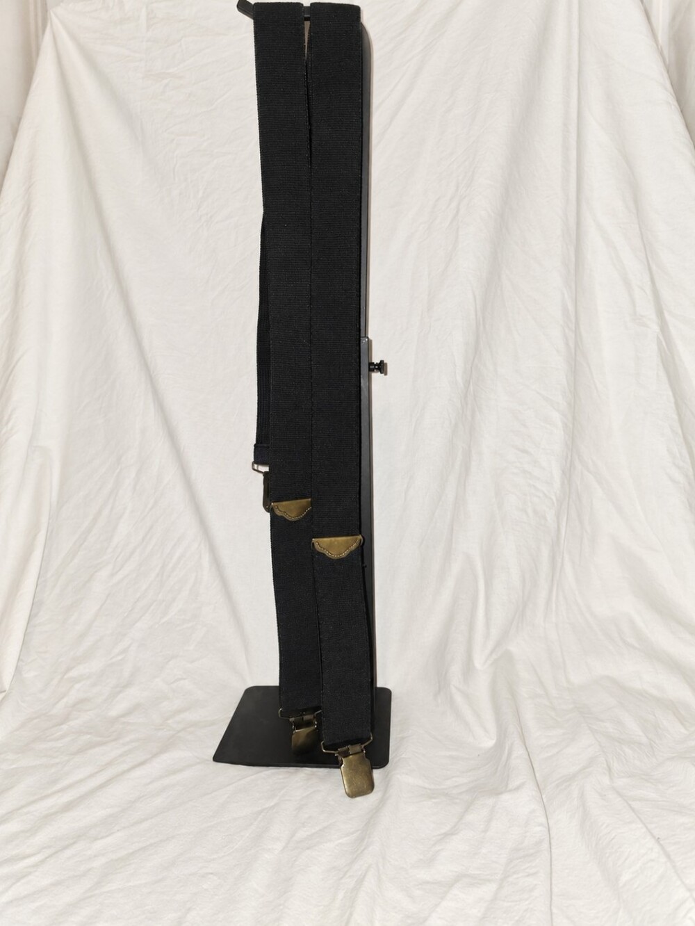 Dickies Black X-Back Clip-On Suspenders Leather Center Patch